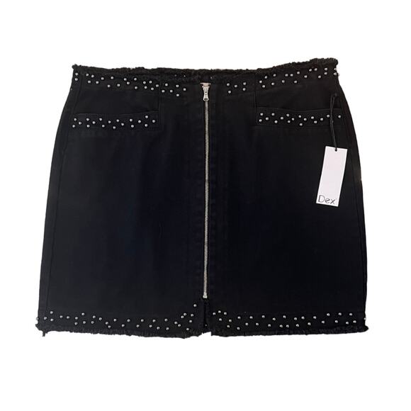 NWT - Dex Women's Black Denim Front Zip Mini Skirt - SIZE 30 - Picture 1 of 7